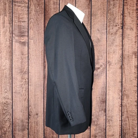 Black Wool Single Breast 2 Button Single Vent Mens Blazer Excellent Condition